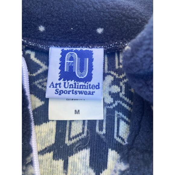 Art Unlimited Sportswear Fleece Jacket Winter Scene Snowflake Print Zip Up M - Picture 3 of 7